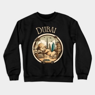 Dubai cityscape travel art - United Arab Emirates Crewneck Sweatshirt